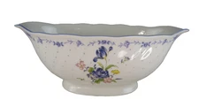 VTG Nikko Blue Peony White Bone China Gravy Boat Floral Dots Cottage Japan 1980s