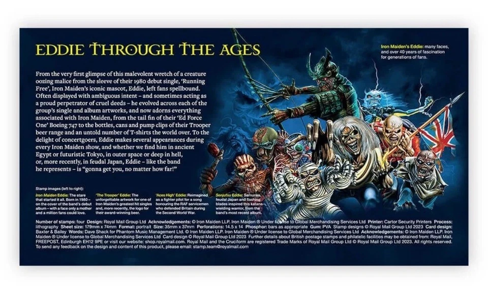 Royal Mail Iron Maiden 2023 Presentation 12 Mint Stamp Set - Image 4 of 4