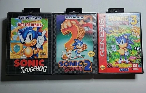 Sonic the Hedgehog 1,2,3 (Sega Genesis) Lot Of 3 - All Complete *Tested&Works*