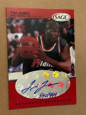 1999 Sage Basketball TIM JAMES #A25 Base AUTO /999