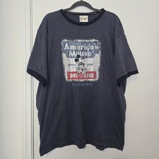 90s VTG Disney Mickey Mouse America's Mouse Tee Mens Blue Ringer Walt Disney XL
