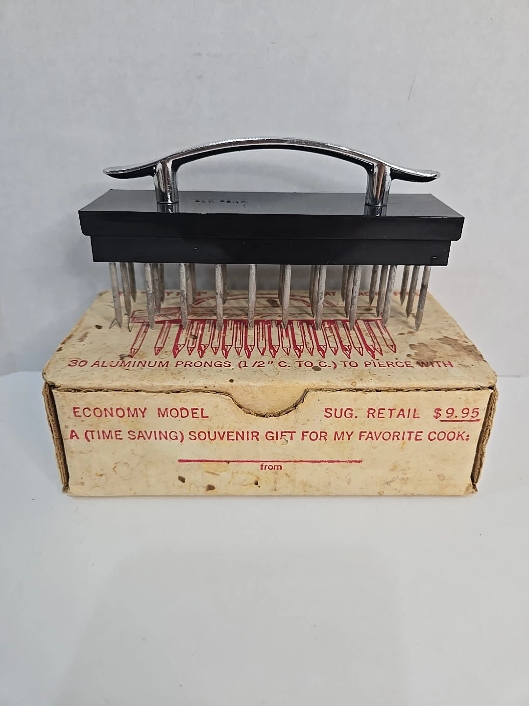 Vintage "Jiffy King" Meat Piercing Fork 30 Aluminum Prongs Original Box
