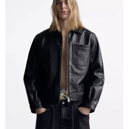 ZARA rhuigi RHUDE cropped leather jacket black, XL/44( Runs ZARA rhuigi RHUDE cropped leather jacket black, XL/44( Runs