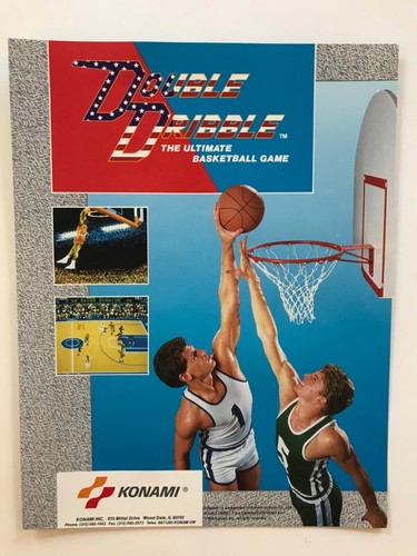 1986 Konami Double Dribble Arcade Game Flyer - Near Mint Condition