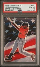 2020 Optic Yordan Alvarez STARS AND STRIPES PRIZM SSP Rookie Card No. SS3 PSA 10