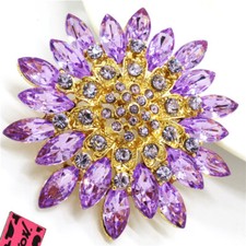 Hot Purple Gorgeous Sunflower Women Crystal Fashion Women Charm Brooch Pin Gift