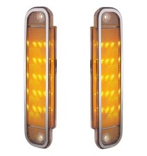 Pair Front Amber Led Clear Lens Side Marker Lights For 1973-1980 Chevy Truck