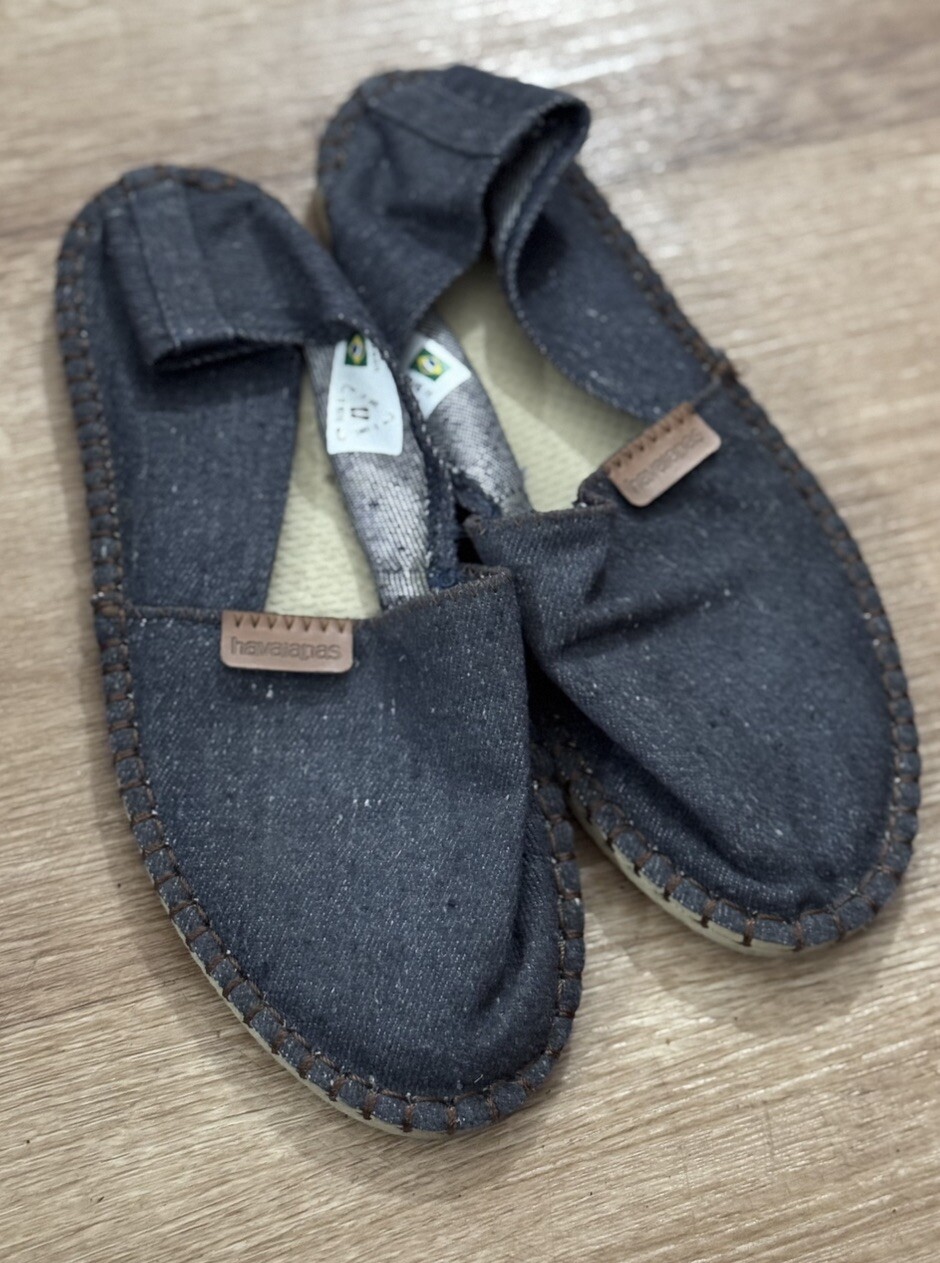 SAOLA HAVAINAS MOCASSINO BLU DENIM PANTOFOLE SUOLA GOMMA TG 7 US INtime OTTIMEioni