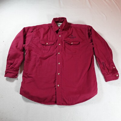 Vintage Tri Mountain Jacket Mens Large Red Shacket Fleece Lined Work Wear Chore