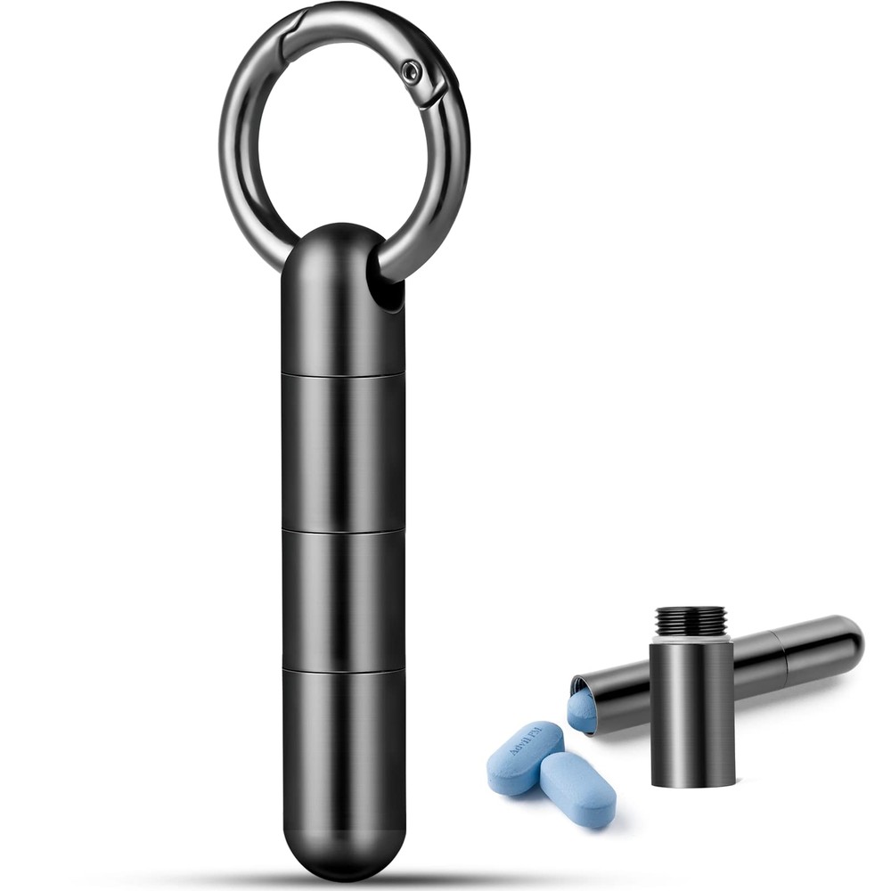 Keychain Pill Holder,Titanium Pill Case Small Pill Organizer Waterproof Pill ...