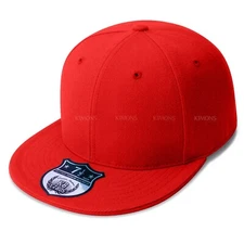 Premium Solid Fitted Baseball Cap Hat Blank Plain Flat Bill 9-Sizes Trucker