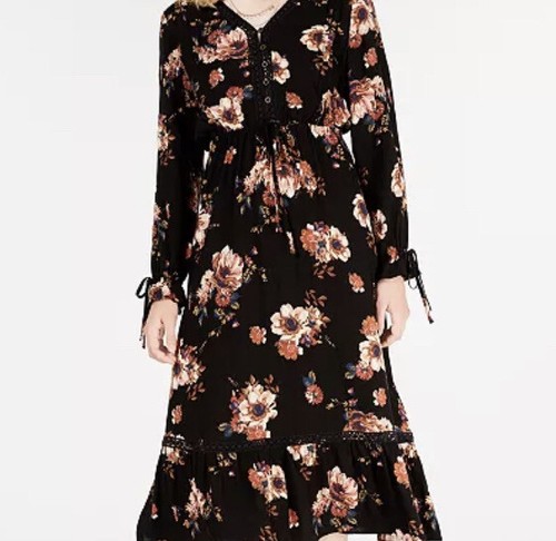 American rag juniors black floral maxi 