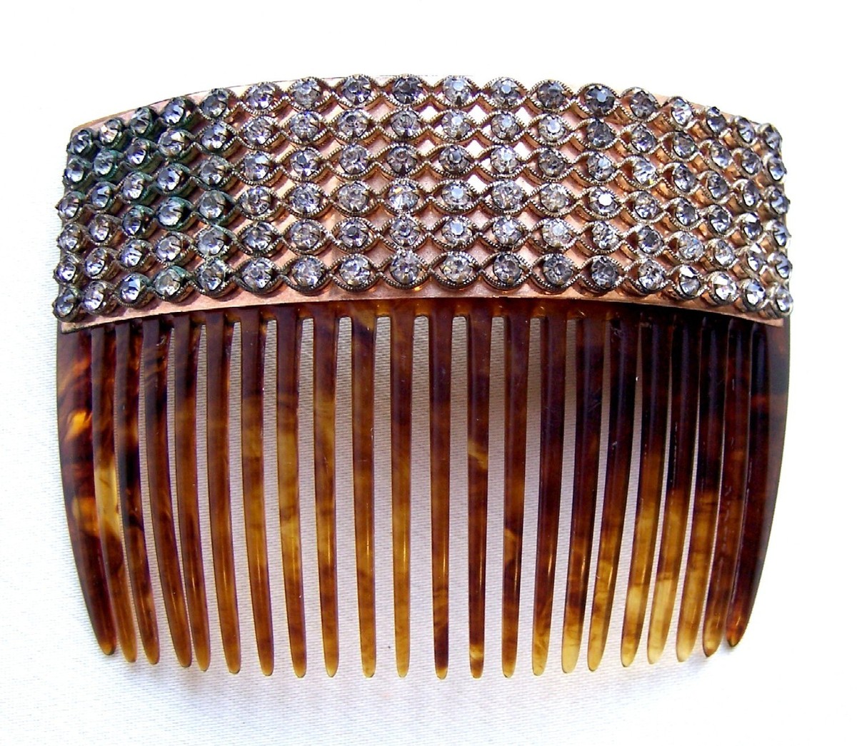 Late Victorian hair comb faux tortoiseshell rhinestone hair  display picture 1