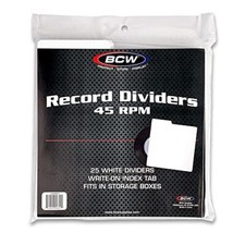 BCW 45 RPM Record Dividers  White  Write-On Index Tab  Archival Quality