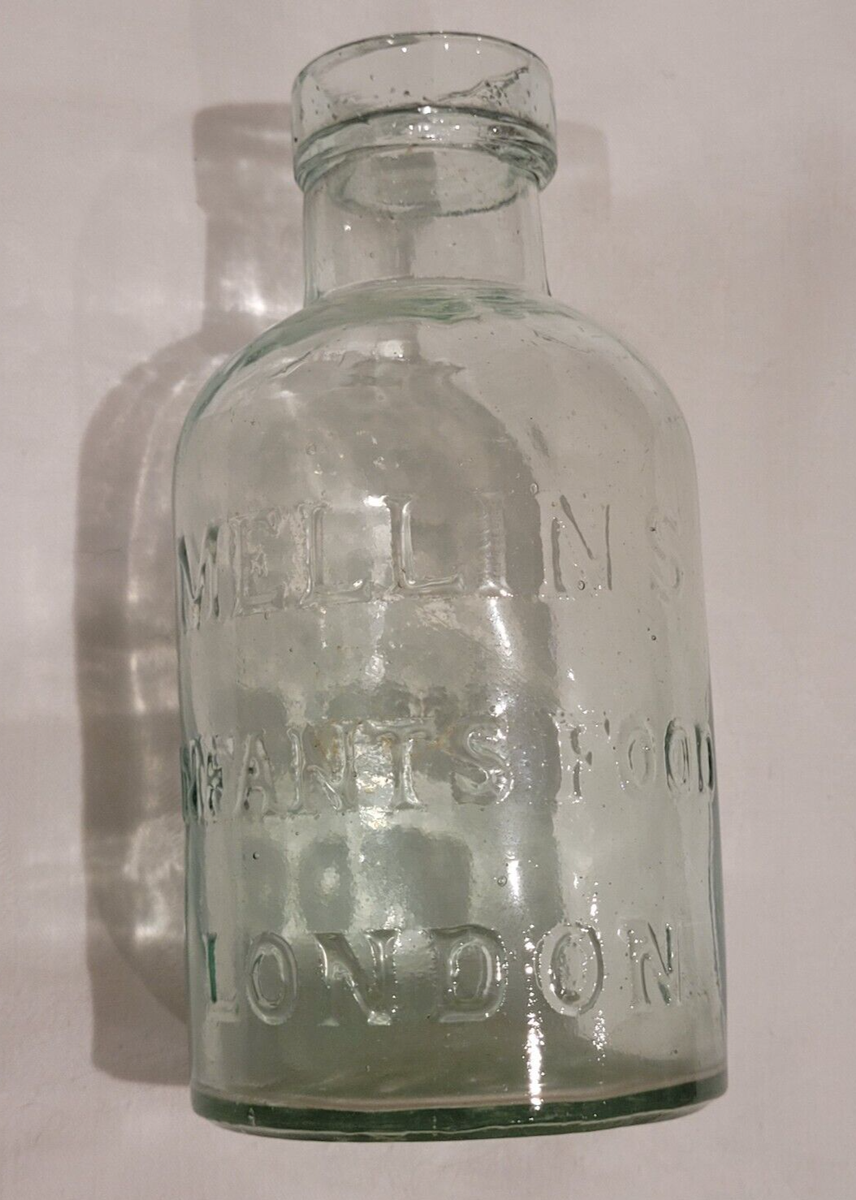 Vintage Aqua Mellin's Infant's Food London Bottle 1/4 inches
