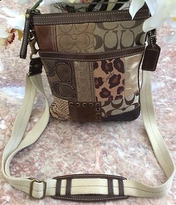 COACH Patchwork Animal Print Messenger CrossBody Swing Pack Shoulder Bag #40915 | eBay