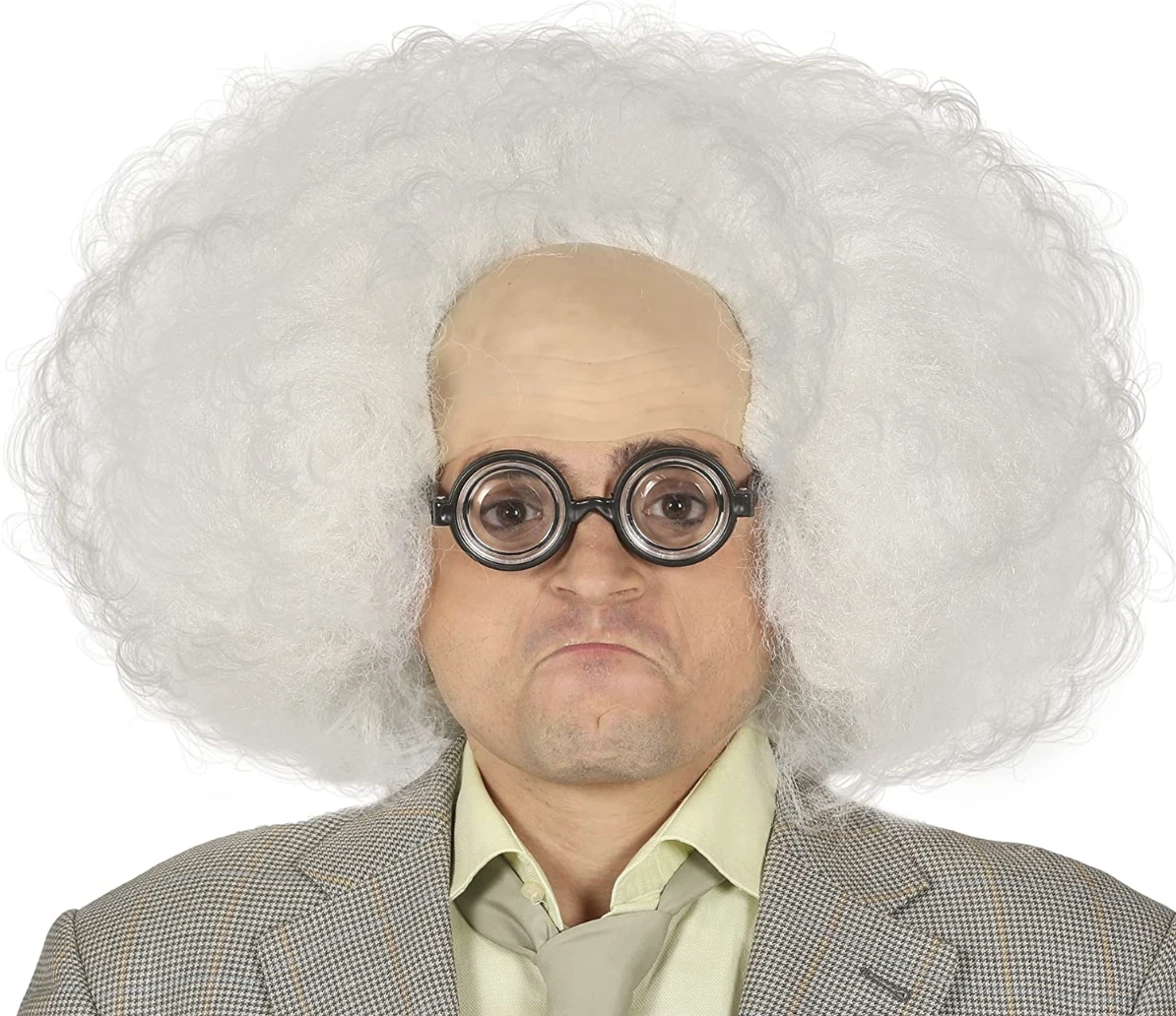 JUMBO Grey Haired Albert Einstein Wig Professor Genius Inventor