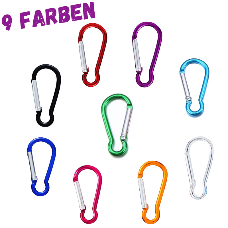 Karabinerhaken 10 Stück, Schlüsselanhänger, L-40mm, klein, ALU, Schlüssel Haken