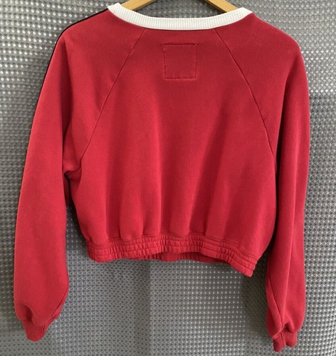 Hollister Cropped Sweatshirt Front Logo, Womens Size XS Red, stripes - Picture 2 of 8