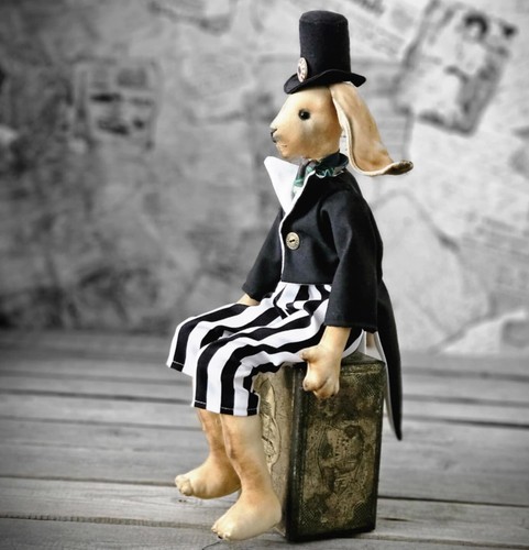 Vintage Künstlerhase mit Frack Zylinder 45 cm Hase Stoffhase Handarbeit - Bild 2 von 3