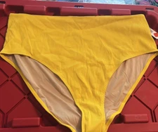 Old Navy High-Waisted Yellow  Ribbed Swim Bottoms, Size 4xl