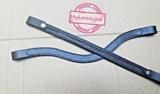 Snap open empty channel black leather Brow band for sale 8mm, 6mm beading