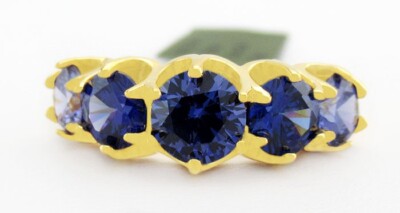 LAB CREATED 3,80 kt TANSANITEN RING 0,925 STERLINGSILBER (gelbton) - Neu mit Etikett