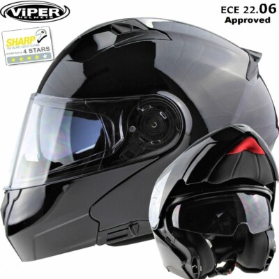 Viper Motorrad Modular Helm Motorrad Klapp Doppelvisier Touring V345 schwarz