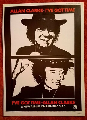 ALLAN CLARKE I've Got Time ORIGINAL 1976 PROMOTIONAL ADVERT POSTER The Hollies