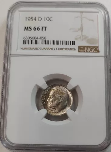 1954-D Roosevelt Dime 10C NGC MS66 FT #6305684-058