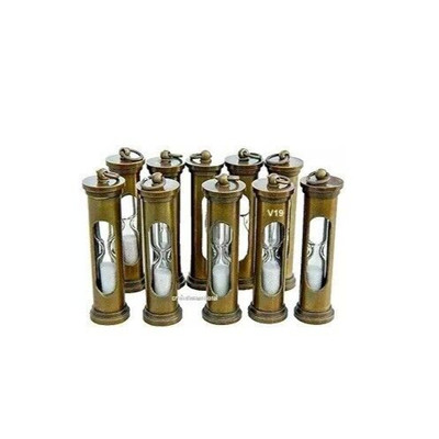 LOT OF 100 PCs Antique Brass Key chain Ring Handmade Sand Timer Collectible Gift