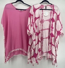 Lot of 2 Swim Cover Ups Women's Medium*Swimsuit Pink Beach Resortwear Tie Dye