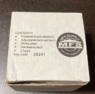 MFS Supply Polished Brass Deadbolt w/2 keys - Keycode 35241