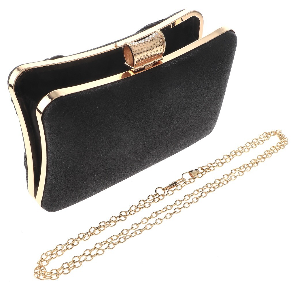 Silver Tone Metal Hardware Frame Glitter Fabric Evening Bag BZY212