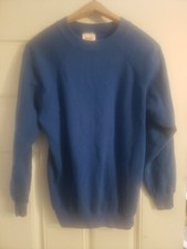 Vintage Hanes Sweatshirt Large Blank Made in USA Plain Solid Sweater Blue