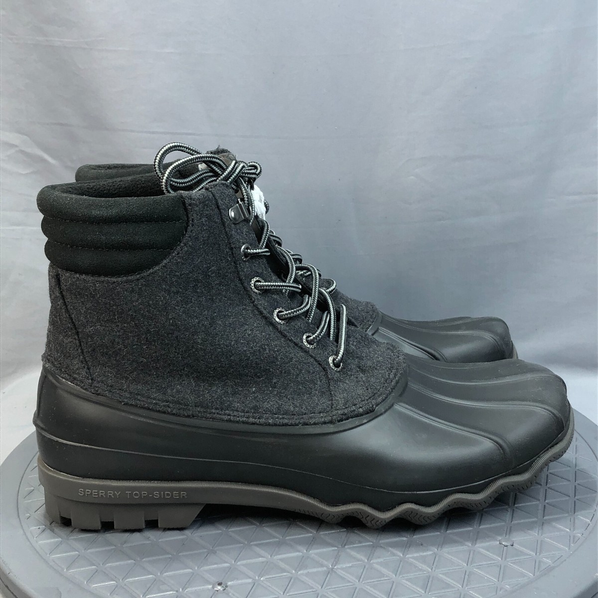 Sperry Mens Avenue Duck Wool Boots Black Gray Lace Up 
