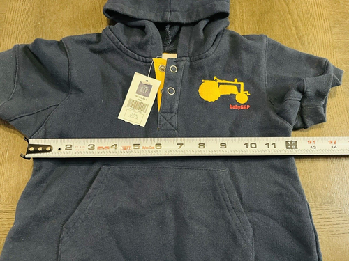 NWT Y2K Baby Gap Tractor Line blue hooded pocket romper short sleeve 3-6 months - Picture 8 of 8