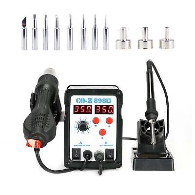 SMD Soldering Iron /& Hot Air Rework Station 898D Digital 2 in 1 W// 11 Iron tips