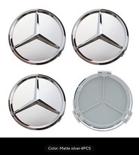 4pcs Mercedes Benz Matte Silver Chrome 75mm Wheel Rim Center Hub Caps