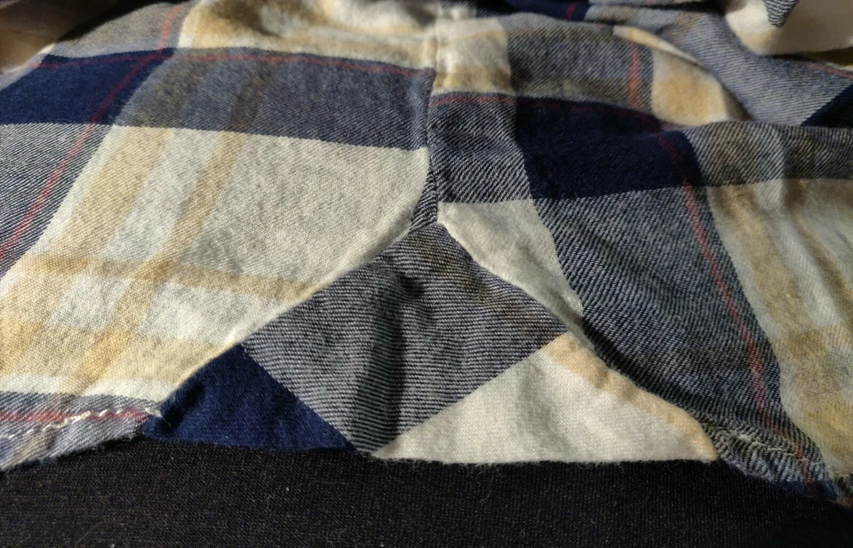 Girl Krazy Cotton Button up Shirt Medium Plaid long sleeve red, white, blue,tan - Image 4 of 4