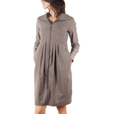 Sarah Pacini Women's Beige Linen Avantgarde Pockets Zip Dress Size 0 / XS /  S | eBay