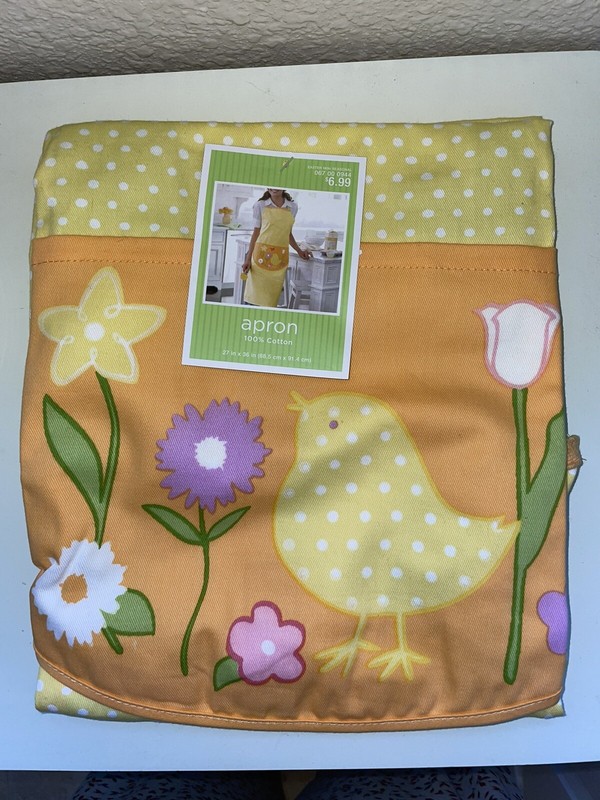 Spring Easter Colorful Apron ~ 100% Cotton ~ 27” X 36”