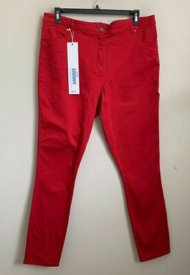 Long Tall Sally Womens Jeans Super Skinny Red Denim High Rise Size