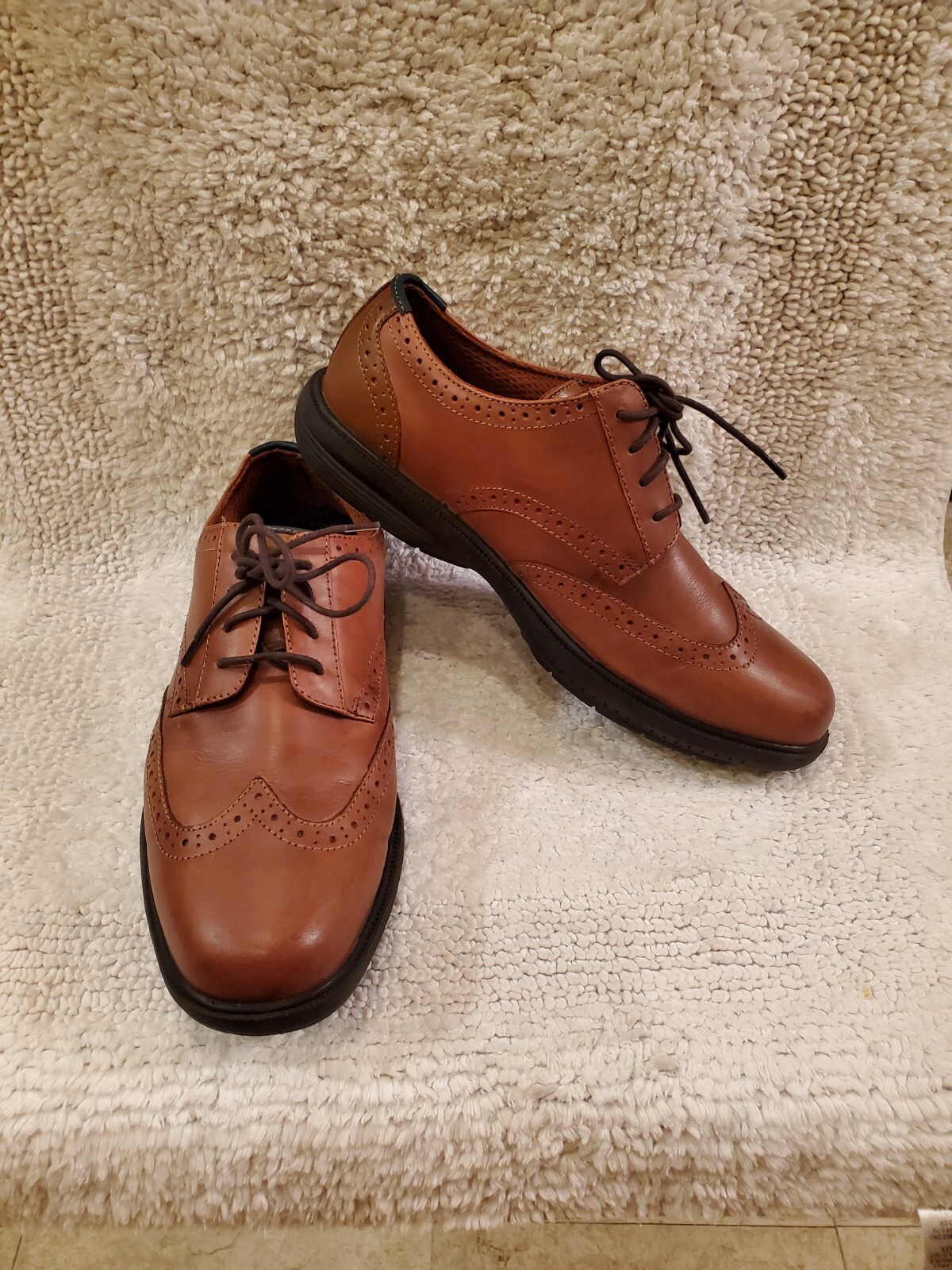 SAOLA Scarpe Oxford stringate Nunn Bush Comfort Gel da uomo 9 in pelle marrone punta ad ala