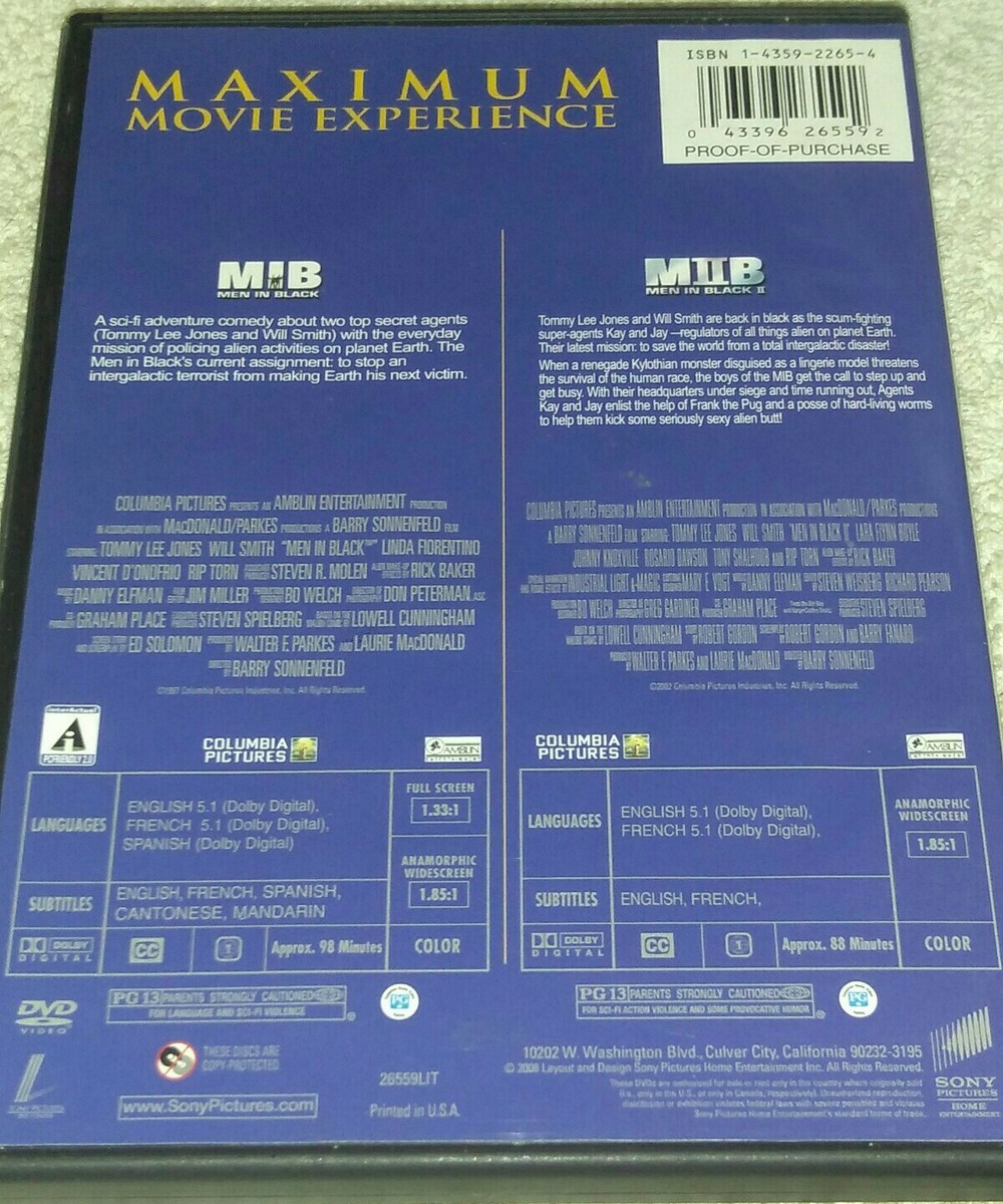 Men in Black / Men in Black II DVD Double Feature Will Smith