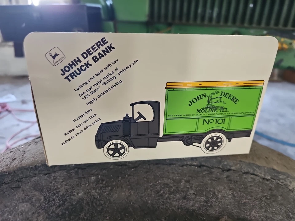 ERTL 1:25 Scale Mack Bulldog John Deere Delivery Van Truck Bank #1950 - Image 4 of 4