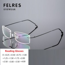 Men Ultralight Rimless Metal Reading Glasses Anti Blue Light Presbyopic Readers