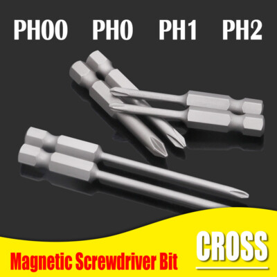 1/4'' Hex Shank Cross Head Screwdriver Bit 50/75mm Length S2 Magnetic Phillips