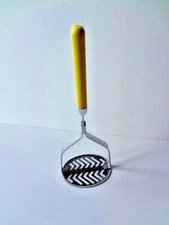 Vintage Sears Maid of Honor Stainless Potato Masher Utensil Yellow Handle USA