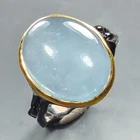 Handmade 20 ct+ Natural Aquamarine Ring 925 Sterling Silver Size 10 /R439528